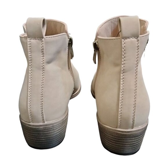 Chic Design Beige Ankle Boots With Zipper Closure Low Heel For Women Size 9.5 - Picture 8 of 10